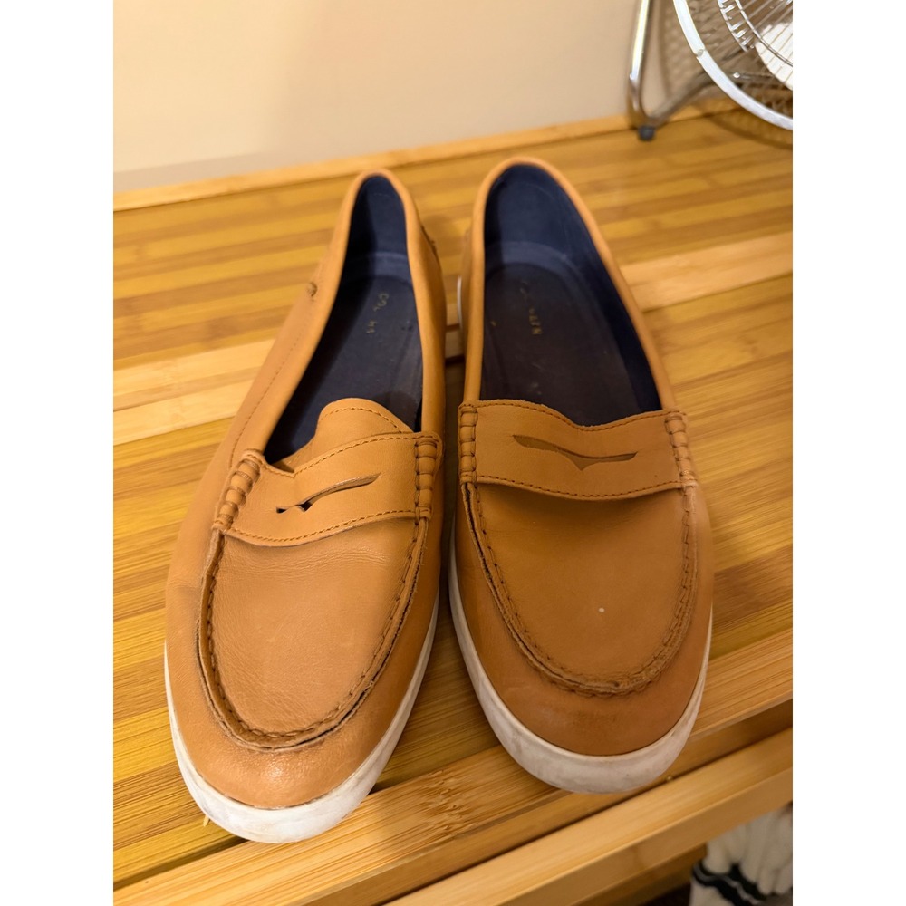 Cole Haan Grand.OS Tan Leather Penny Loafer Sneakers W18478 Womens 10B